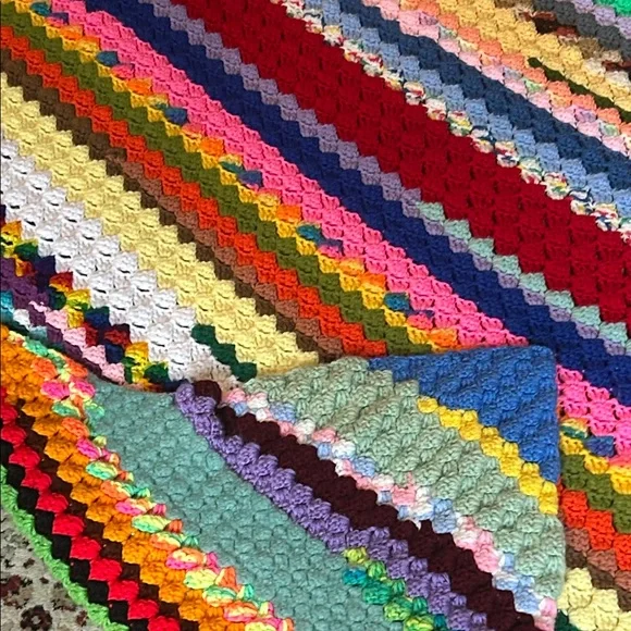Colorful Scrappy Crochet Afghan 47X66 - Picture 12 of 12